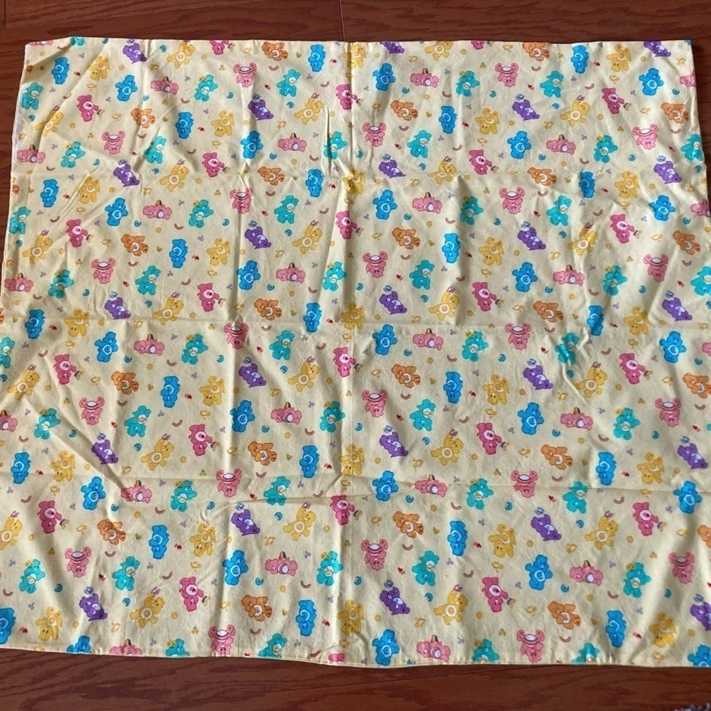 Vintage handmade Care Bears Baby Blanket Mat 40” x 35”